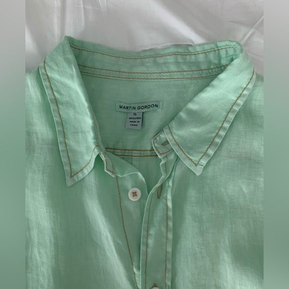 Martin Gordon‎ Men's XL 100% Linen Button Down Long Sleeve Shirt - Picture 3 of 10